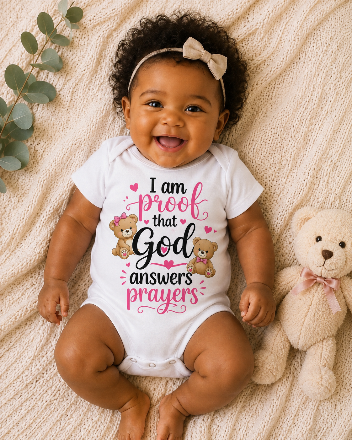 I Am Proof That God Answers Prayers- Baby Girl Onesie Little Promises Co